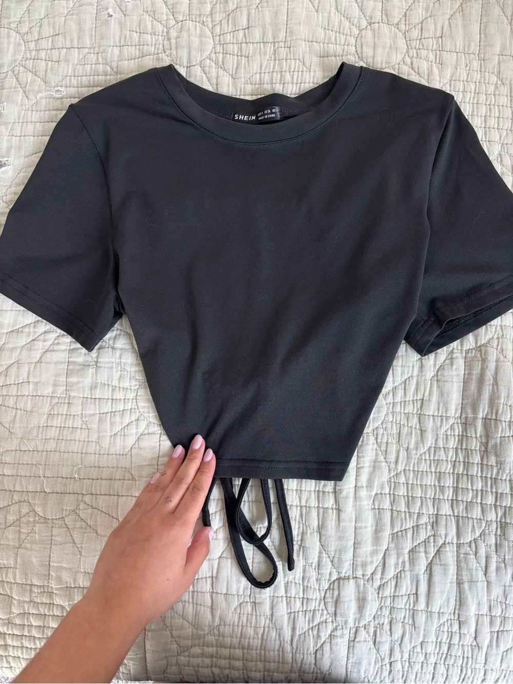SHEIN Black Crop Backless T-Shirt